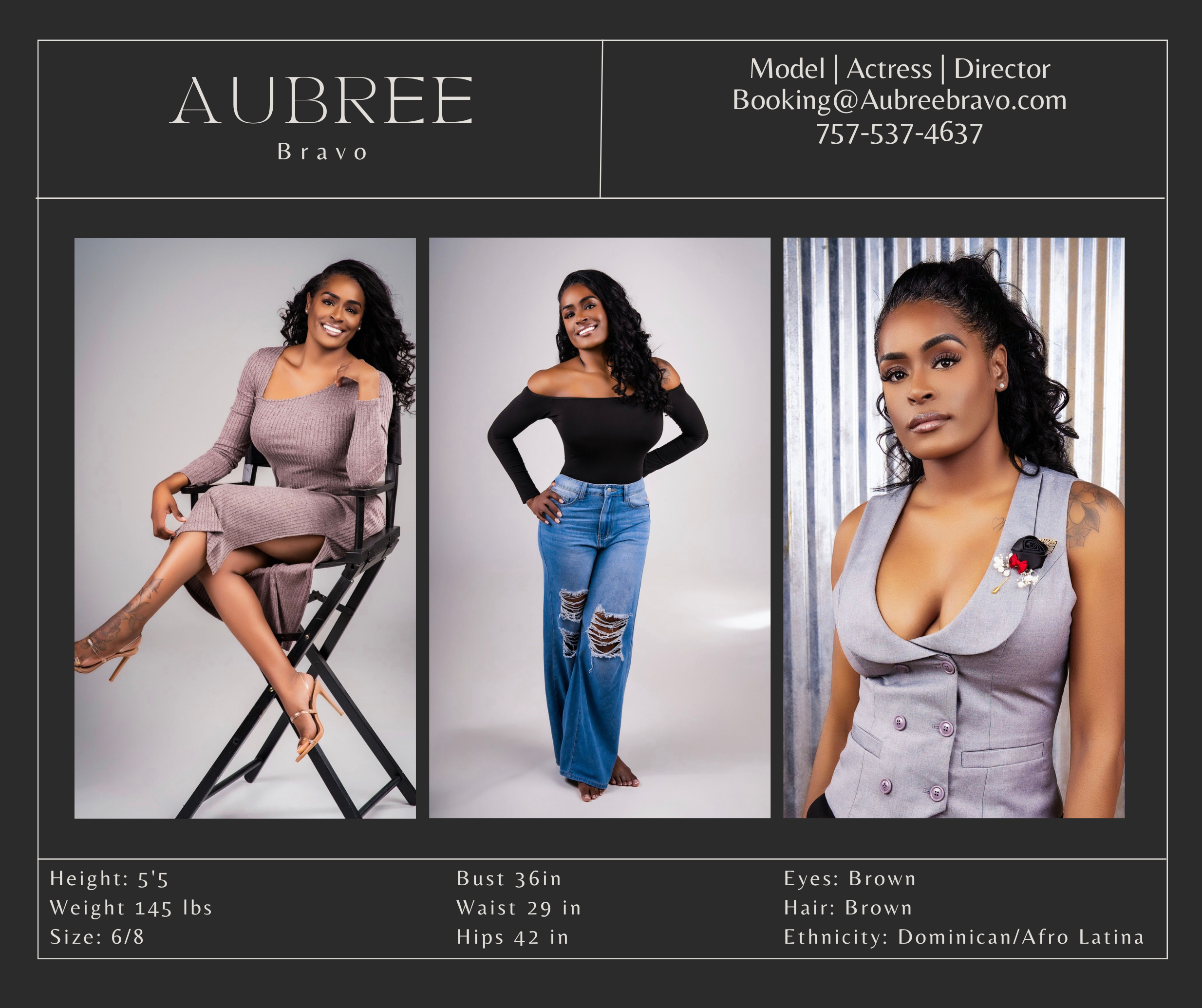 Aubree Bravo model comp card
